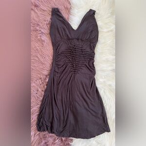 Deep V Ruched Flowy Textured Summer Dress